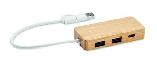 3-portowy bambusowy hub USB MO2143-40 - Drewna