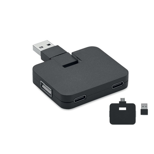 [MO2254-03] 4-portowy USB - Czarny