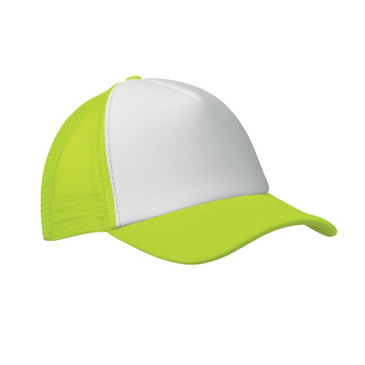 Czapka trucker z 5 panelami - Biały/Neonowy Żółty