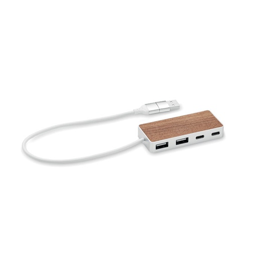 Hub USB 4 porty 27,5 cm MO2387-40 - Drewna
