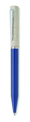 Długopis wykręcany słoma/ABS - Bialy/Niebieski