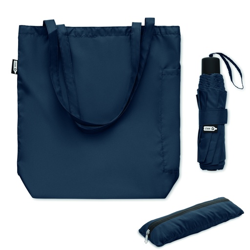 Zestaw torba z parasolem RPET 2 MO2476-04 - Niebieski