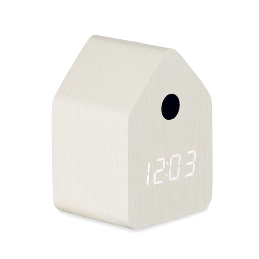Budzik z kukulka z plyty MDF MO2730-06 - Bialy