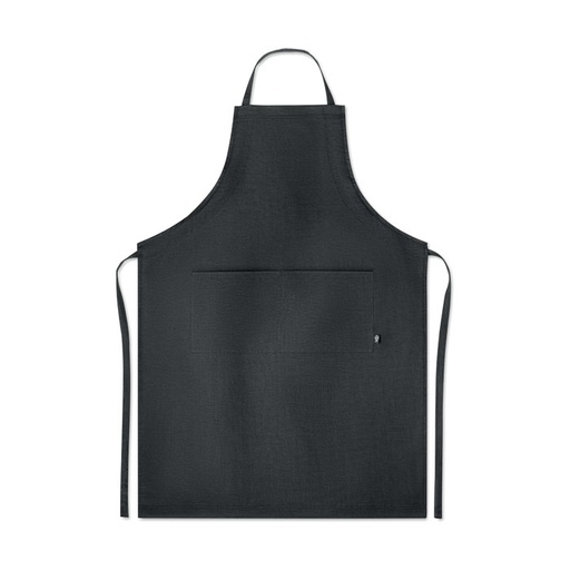 Fartuch regulowany z konopi MO6164-03 - Czarny
