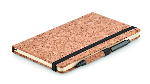 [MO6202-03] Notatnik korkowy A5 i długopis - Czarny