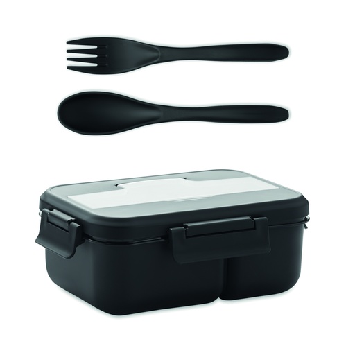 Lunch box ze sztuccami z PP MO6646-03 - Czarny