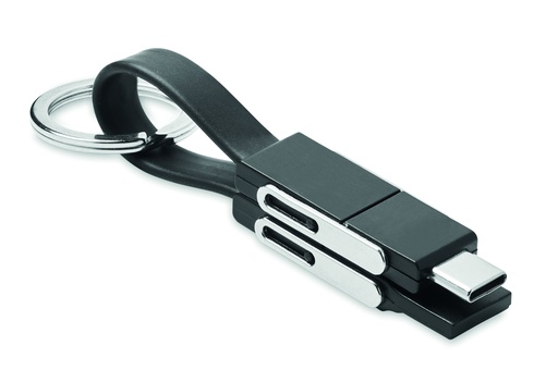 Brelok z kablem ladujacym 4w1 MO6820-03 - Czarny