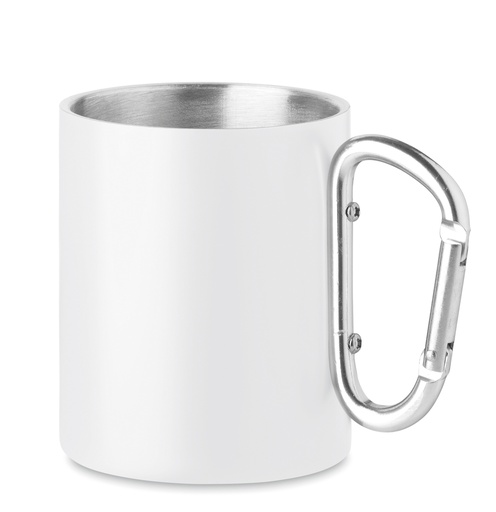 Metalowy dwuścienny kubek300ml - Bialy