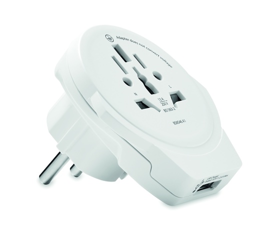 Adapter z USB World to Europe MO6881-06 - Bialy