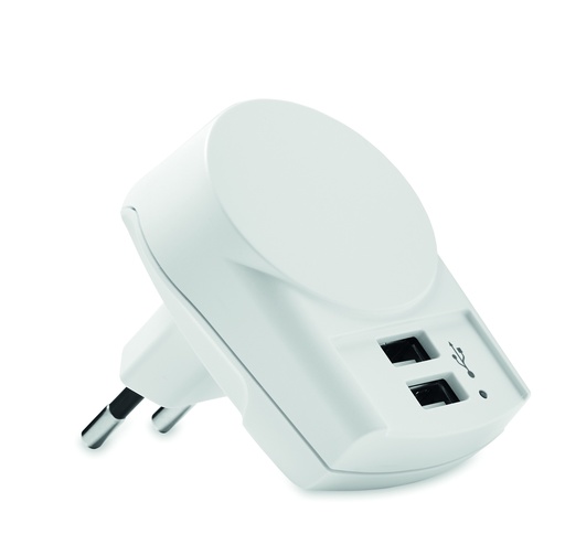 Ladowarka Euro USB (2xA) 12W MO6882-06 - Bialy