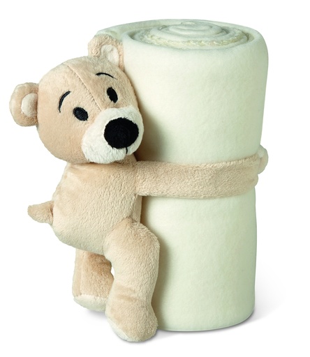 Koc polarowy z misiem. MO8252-06 - Bialy