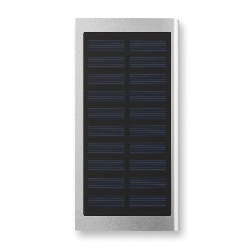 [MO9051-16] Solarny power bank 8000 mAh - Srebrny Mat
