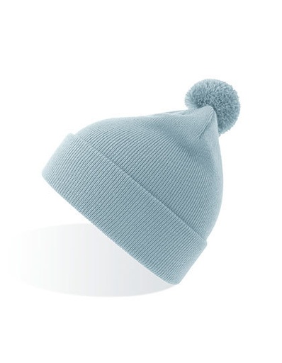 Czapka Dziecięca Z Mankietem I Pomponem Poliester Z Recyklingu AT730 - Light Blue