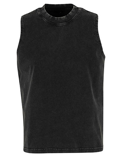 Koszulka bez rekawow Oversize Bawełniana Vintage BY429 - Black