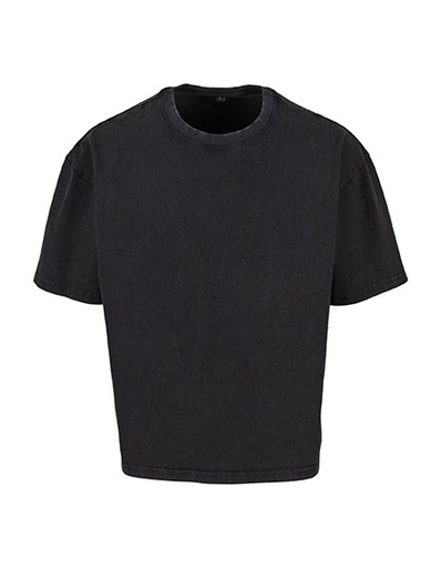 Koszulka Croppowana Oversize Bawełniana Vintage Wash BY435 - Black