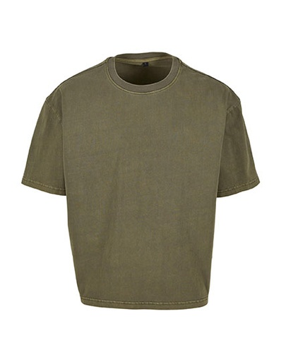 Koszulka Croppowana Oversize Bawelniana Vintage Wash BY435 - Warm Khaki