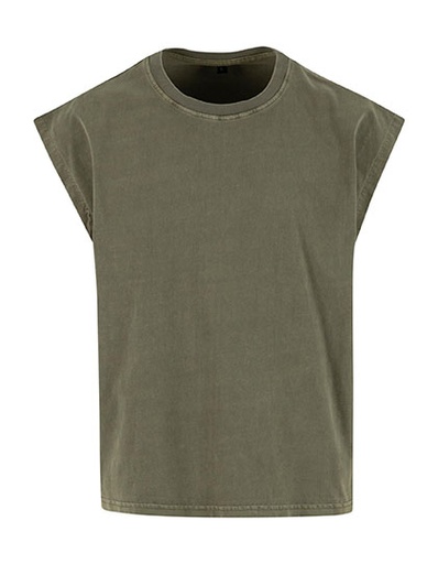 Koszulka Bezrękawnik Oversize Bawełniana Vintage Wash BY436 - Warm Khaki