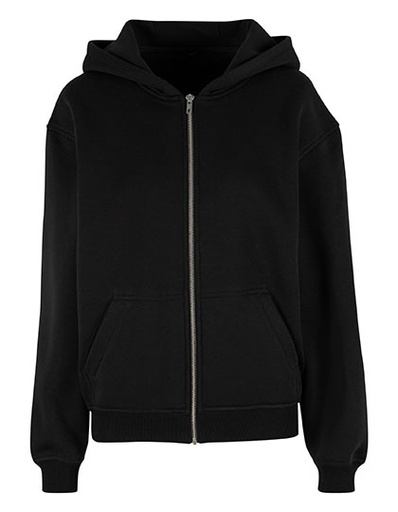 Bluza Rozpinana z Kapturem Luzny Kroj Bawełna Poliester BY445 - Black