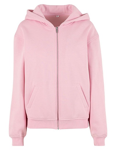 Bluza Rozpinana z Kapturem Luzny Kroj Bawełna Poliester BY445 - Soft Pink