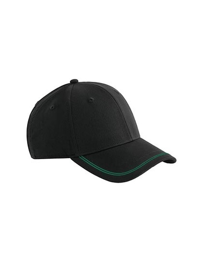 [CB166R-1000412880] Czapka 6-panelowa Poliester z Recyklingu Odprowadzająca Wilgoć CB166R - Black & Kelly Green