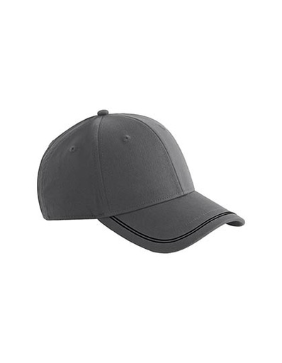 [CB166R-1000412901] Czapka 6-panelowa Poliester z Recyklingu Odprowadzająca Wilgoć CB166R - Gunmetal Grey & Black