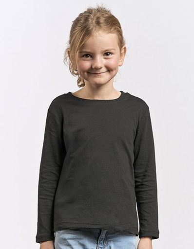 Koszulka Dziecieca z Dlugim Rekawem Bawelniana Czesana E409K - Black