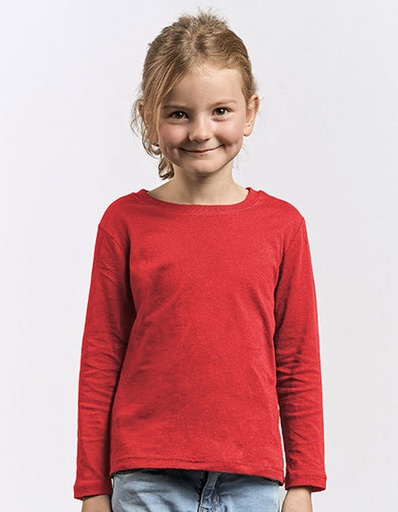 Koszulka Dziecieca z Dlugim Rekawem Bawelniana Czesana E409K - Fire Red