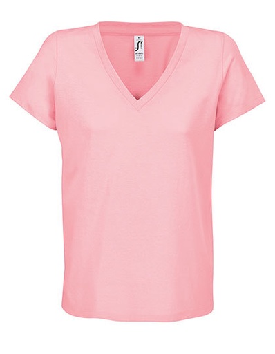 Koszulka V-Neck Bawelniana L04766 - Candy Pink