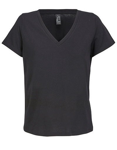 Koszulka bawełniana V-Neck L04766 - Deep Black