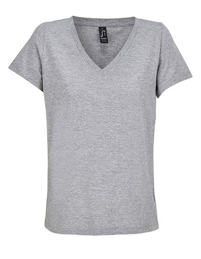 Koszulka bawełniana V-Neck L04766 - Grey Melange
