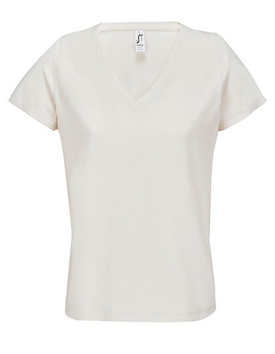 Koszulka bawełniana V-Neck L04766 - Off White