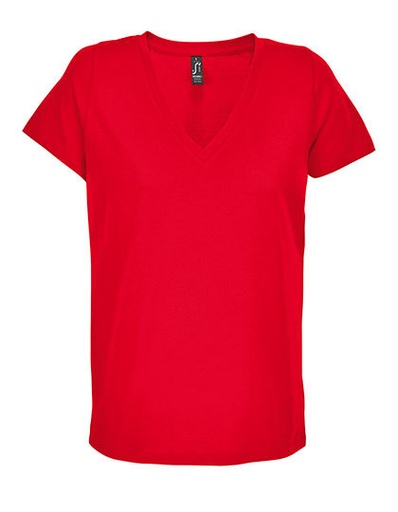 Koszulka V-Neck Bawelniana L04766 - Red