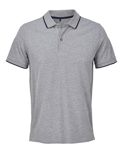 Koszulka Polo Meska Bawelniana L04769 - Grey Melange & French Navy