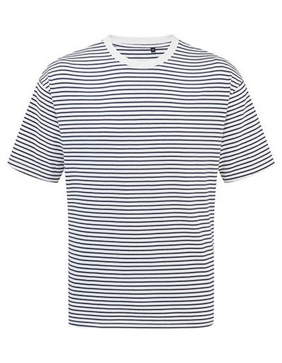 Koszulka Oversize Bawelniana PW020 - Navy-White Stripe