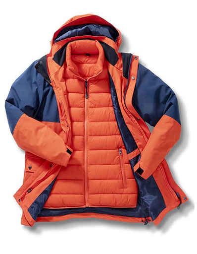 Kurtka 3w1 Ocieplana Wodoodporna Recykling RT920 - Orange & Navy