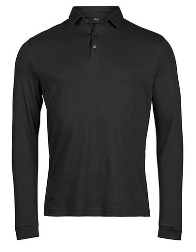 Koszulka Polo Męska Bawełniana Długi Rękaw TJ1442 - Black