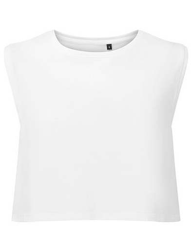 Tank Top Damski Przycięty Luźny Bawełna Organiczna TR119 - White