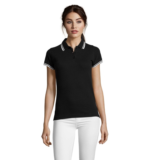 PASADENA damskie polo 200g S00578-BC - Negro/Blanco