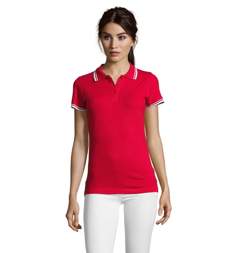 PASADENA damskie polo 200g - Rojo/Blanco