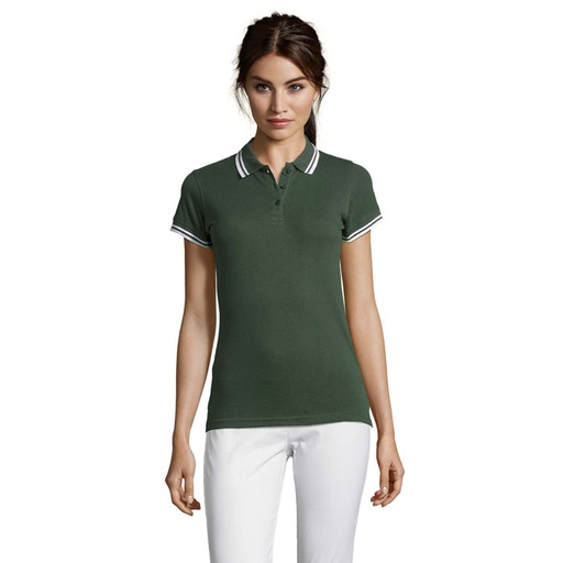 [S00578-FE] PASADENA damskie polo 200g S00578-FE - Forest Green/White