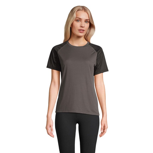 VORTEX WOMEN RAGLAN T-SHIRT - Black/Charcoal Grey