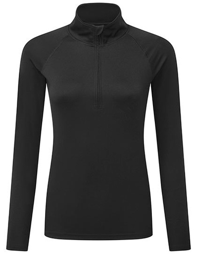 Damska bluza z długim rękawem i krótkim zamkiem TR120 - Black & Black