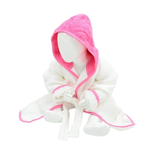 Szlafrok frotte z kapturem AR022 - White & Pink