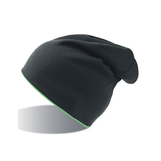 Dwustronna czapka beanie - Black & Green Fluo