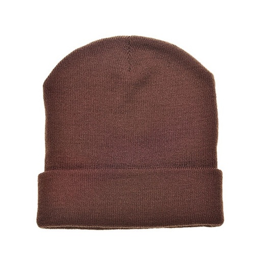 Dzianinowa czapka z wywinięciem C700 - Brown