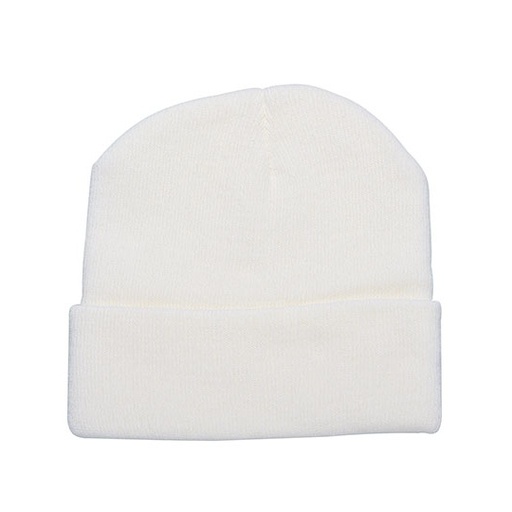 Dzianinowa czapka z wywinięciem C700 - Creme