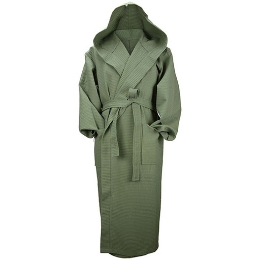 Szlafrok waflowy z kapturem AR028 - Army Green