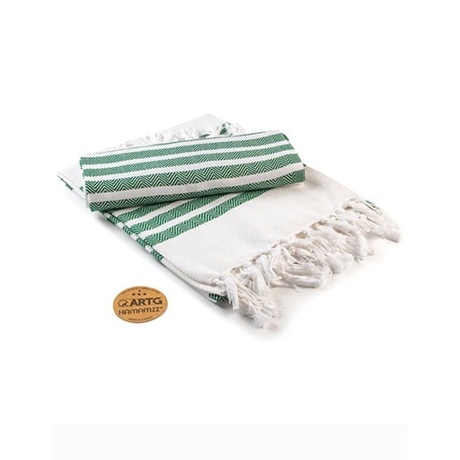 Ręcznik hamam AR053 - White & Dark Green