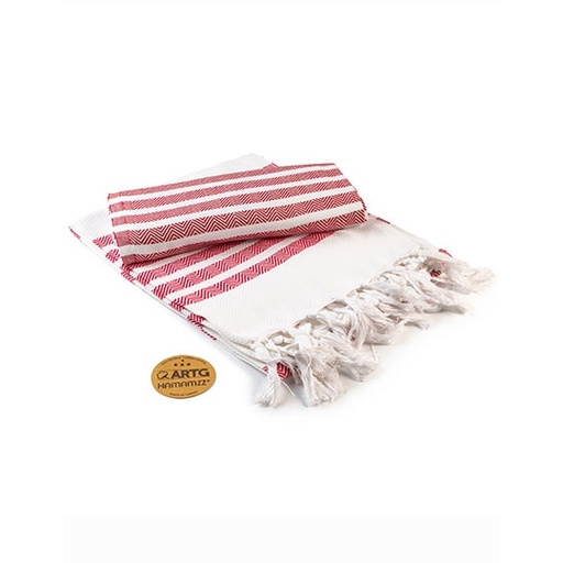 Ręcznik hamam AR053 - White & Fire Red