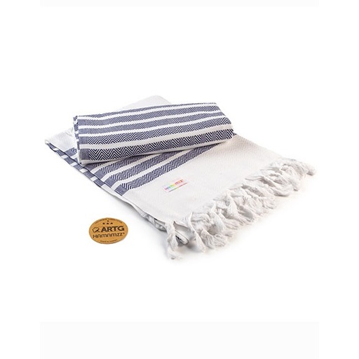 Ręcznik hamam AR053 - White & French Navy